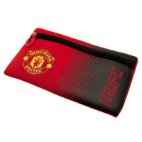 Manchester United penalhus i rødt og sort fade-design med logo og MUFC-tekst