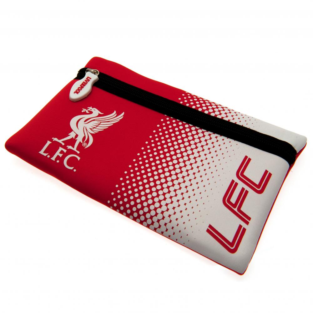 Liverpool FC penalhus i rødt og hvidt fade-design med Liverbird-logo og LFC-tekst