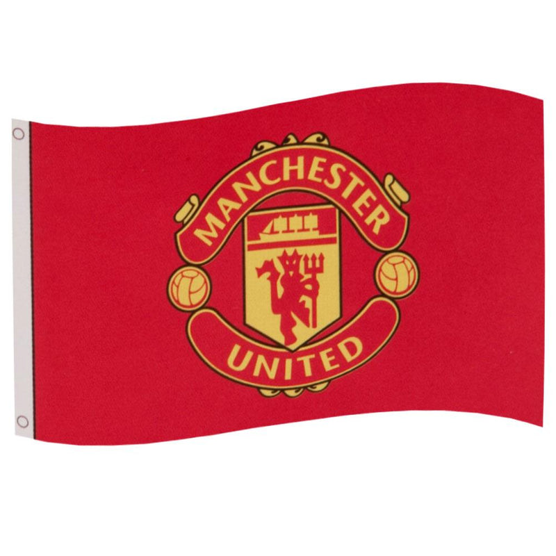 Manchester United flag 152 × 91 cm med rød bund og stort klublogo
