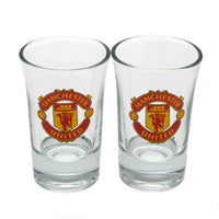 Manchester United shotglas 2-pak i klart glas med klubbens logo