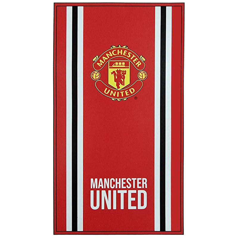 Manchester United håndklæde i rødt Core Stripe-design med logo og klubnavn