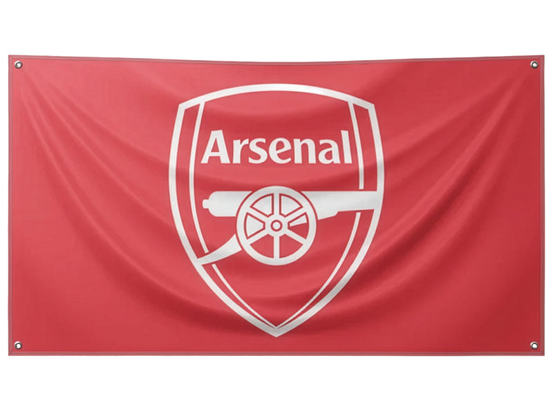 Arsenal FC flag 152 × 91 cm med rød bund og stort hvidt logo