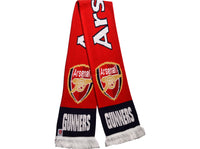 Arsenal FC halstørklæde udfoldet med logo og hvide frynser