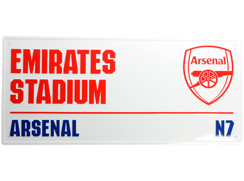 Arsenal FC metalskilt i gadeskilt-design med Emirates Stadium og N7