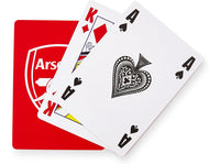 Arsenal FC spillekort med rød æske og klubbens logo vist fra en anden vinkel