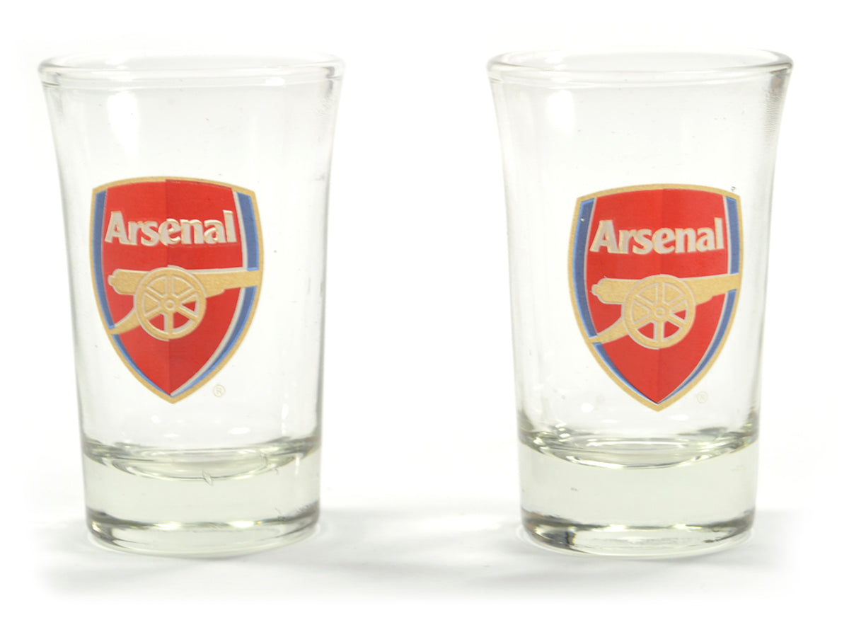 Arsenal FC shotglas 2-pak i klart glas med klubbens logo
