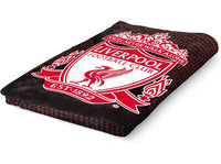 Liverpool FC fleecetæppe i rød og sort design med stort logo