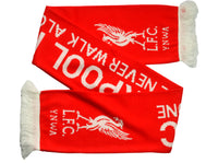 Liverpool FC halstørklæde i rødt og hvidt design med Liverbird-logo og YNWA-tekst