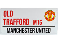 Manchester United metalskilt i gadeskilt-design med Old Trafford og M16